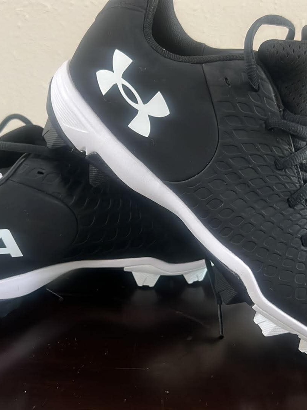 Under Armour Kids Black and White Cleats